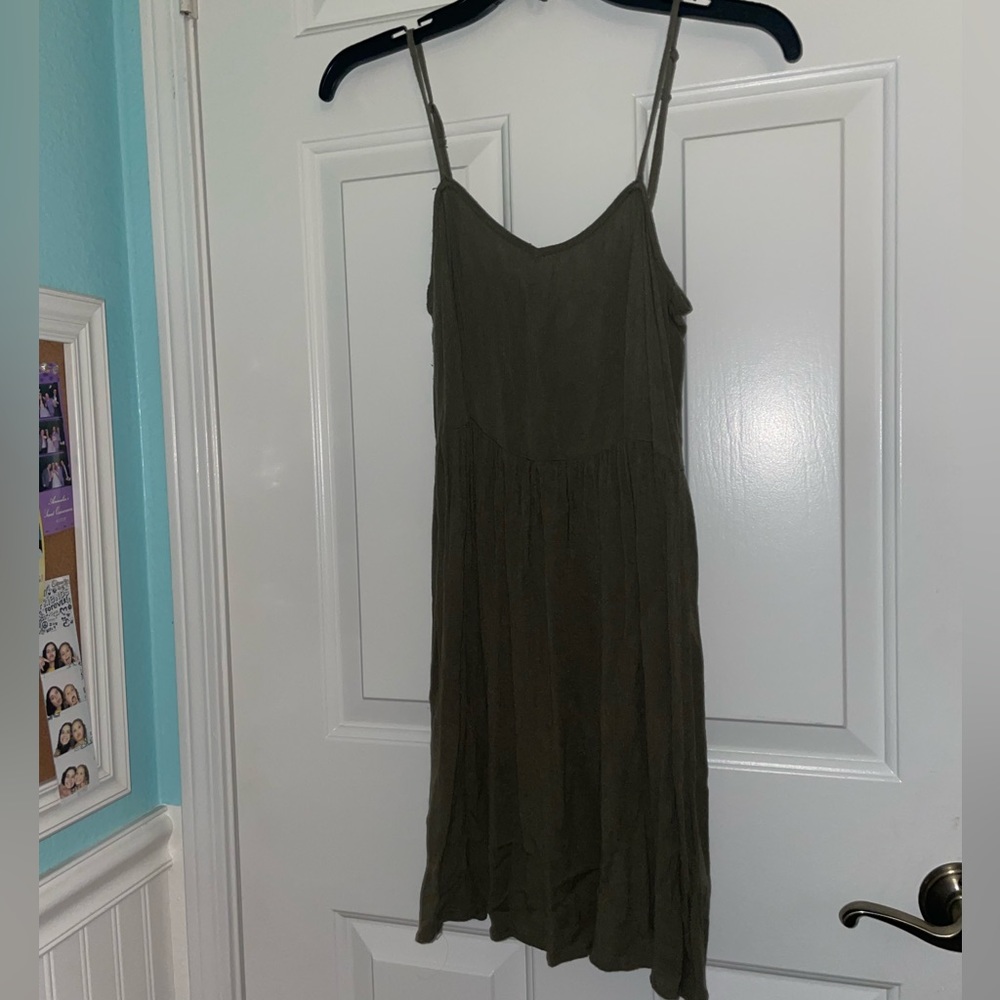 H&M sage green casual mini dress